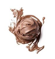Melted ball of chocolate ice cream. AI generative photo