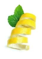 Lemons peel and mint leaves photo