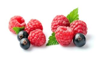 Fresh raspberries and currants . photo