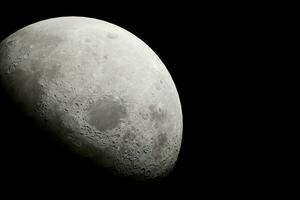 design of the moon in space from a side view, the moon in outer space photo