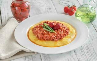 Italian polenta bolognese photo