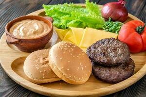 Ingredients for burgers photo