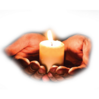 Praying hands with candle png