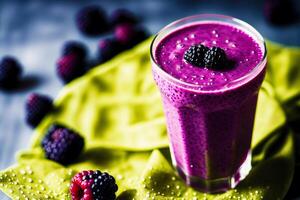 Tasty Blackberry Smoothie. Berrylicious Bliss. Blackberry Smoothie Delight. photo