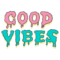 Good Vibes Word Retro Colorful Lettering, Hand Draw png