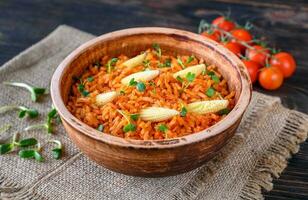 Bowl of Mexican rice photo