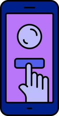 Hand Click Coin Through Smartphone For Online Payment Blue And Purple Icon.