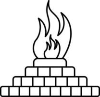 Isolated Fire Pit Icon In Line Art. vector