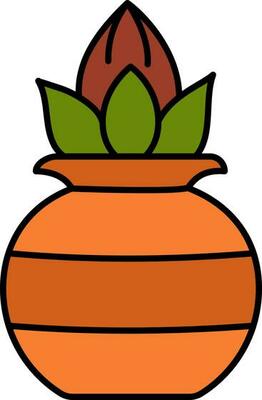 Isolated Colorful Worship Pot Icon In Flat Style.