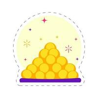 Happy Diwali Concept With Indian Sweet Plate On Yellow And White Background. vector