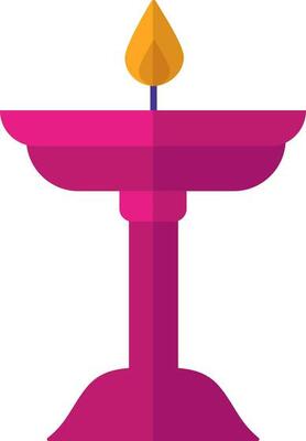 Isolated Burning Oil Lamp Flat Icon In Pink Color.