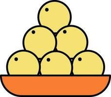 Isolated Sweets Balls Bowl Icon In Yellow And Orange Color. vector
