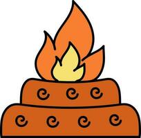 Isolated Fire Pit Icon In Orange And Yellow Color. vector