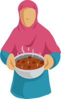 muslimah preparar qurban carne o rendang png