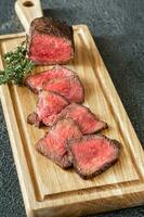 Slices of beef steak photo