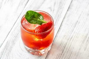 Glass of Strawberry Basil Lemonade cocktail photo