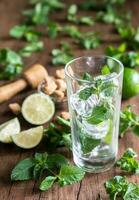 Glass of mojito with ingredients photo