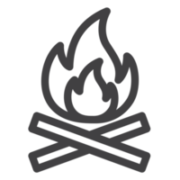 firewood with fire, simple thin line icon png