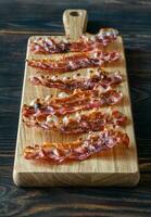 Fried bacon strips photo