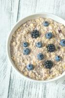 Bowl of oatmeal photo