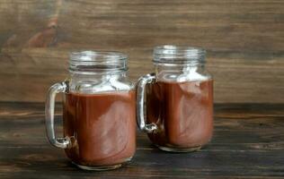 Jars of hot chocolate photo