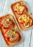 Quinoa and Cheese stuffed red bell peppers photo