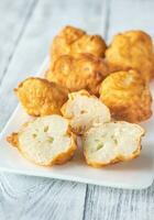 Fried cauliflower coated in batter photo