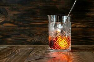 Boulevardier cocktail closeup photo