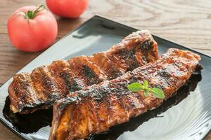 Grilled pork closeup photo