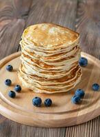 Pancakes with fresh blueberries photo