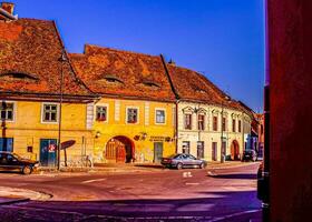 Old town city of Sibiu, Transylvania, Romania, travel Europe with historic buildings architecture photo