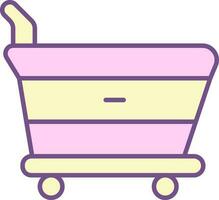 Remove From Cart Icon In Purple And Yellow Color. vector