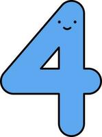 linda cuatro número dibujos animados icono en azul color. vector