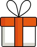 Gift Box Icon In Orange And White Color. vector
