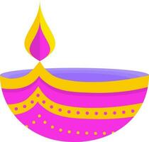 Pink And Yellow oil lamp Flat Icon. vector