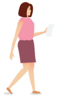 Character design confusion young business woman holding paper png