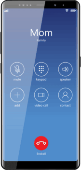 Phone screen call mockup. Mobile device interface template. Incoming call smartphone display png