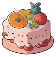 sucré gâteau dessin animé illustration. génératif ai png