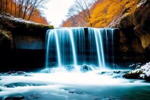 A painting of a waterfall on the watercolor background. Watercolor paint. Digital art, photo