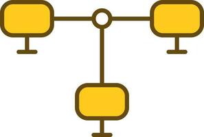 Computer Connection Or Networking Icon In Yellow And Brown Color. vector