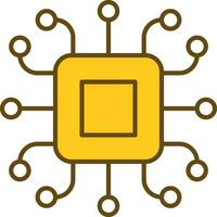 Microchip Icon In Brown And Yellow Color. vector