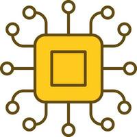 Microchip Icon In Brown And Yellow Color. vector