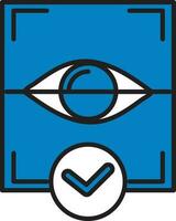 Approve Retina Recognition Icon In Blue And White Color. vector