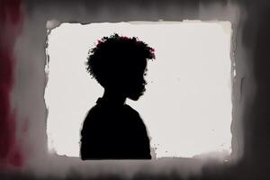 Black History month. An illustration of a little black boy. Silhouette. Watercolor paint. photo