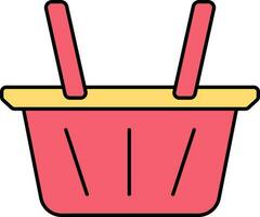 Isolated Basket Icon In Red And Yellow Color. vector