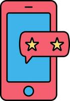 Star Or Rating Message In Smartphone Screen Blue And Red Icon. vector