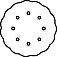Flat Style Round Cookie Icon In Black Line Art. vector