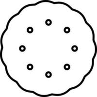 Flat Style Round Cookie Icon In Black Line Art. vector