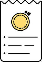 Payment Bill Icon In Yellow And White Color. vector