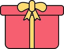 Yellow And Red Gift Box Icon In Flat Style. vector